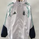 Argentinian white plaid single-sided hooded trench coat