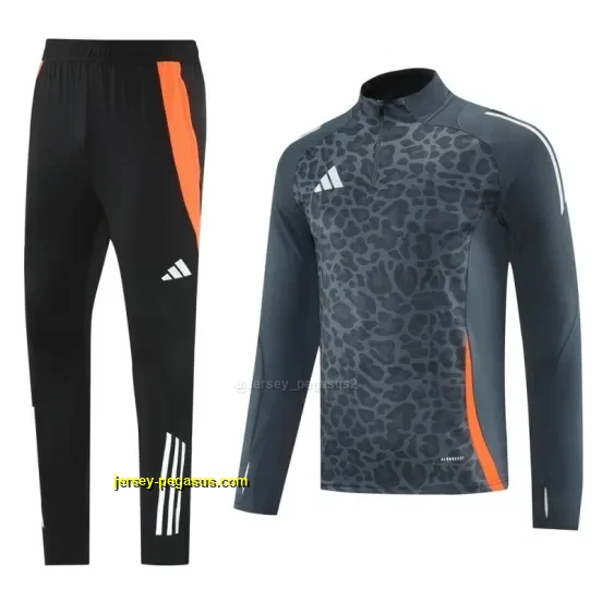 2025 Adidas Dark Grey & Black with Leopard Print Pattern and Orange Accents Half
