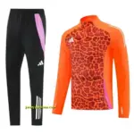 2025 Adidas Orange & Black with Leopard Print Pattern Half Zipper Jacket +Long P