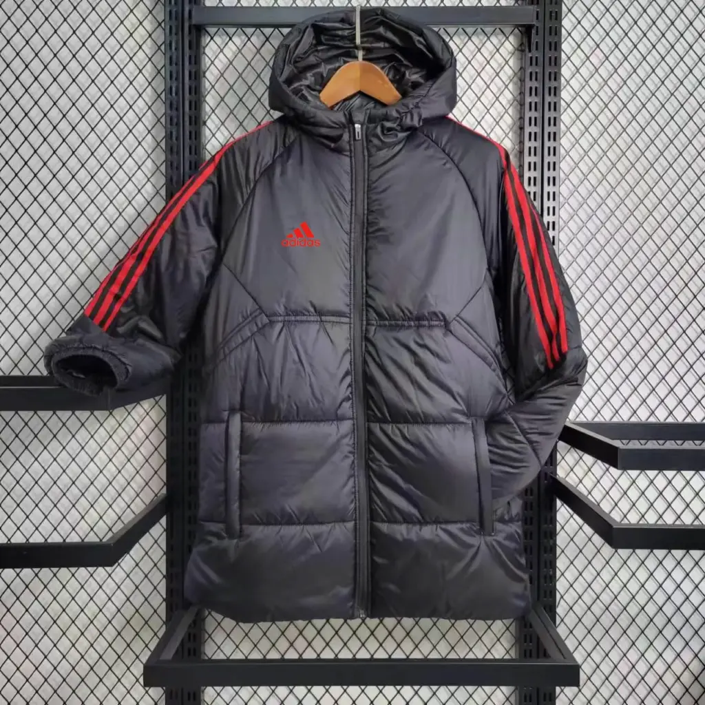 Black mid-length glossy cotton coat