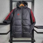 Black mid-length glossy cotton coat