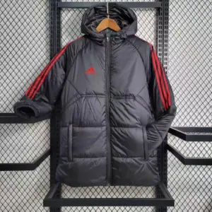 Black mid-length glossy cotton coat
