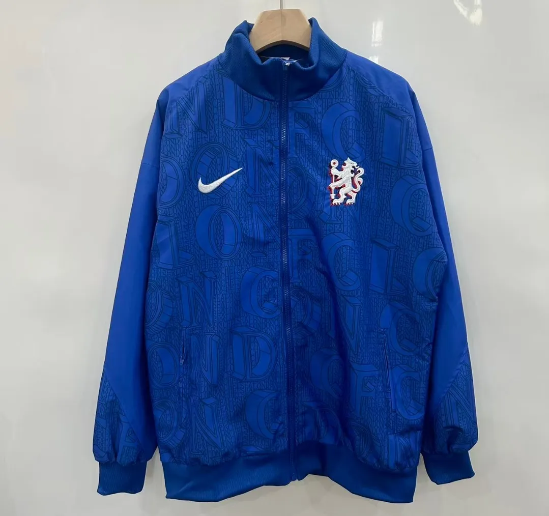 Chelsea blue pad-printed single-sided embroidered trench coat Chelsea blue pad-printed single-sided embroidered trench coat