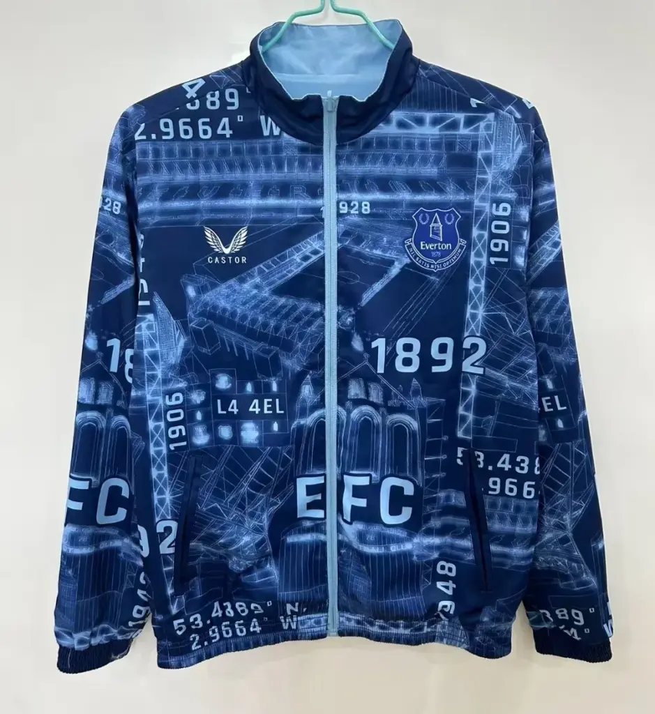 Everton blue double-sided embroidered trench coat