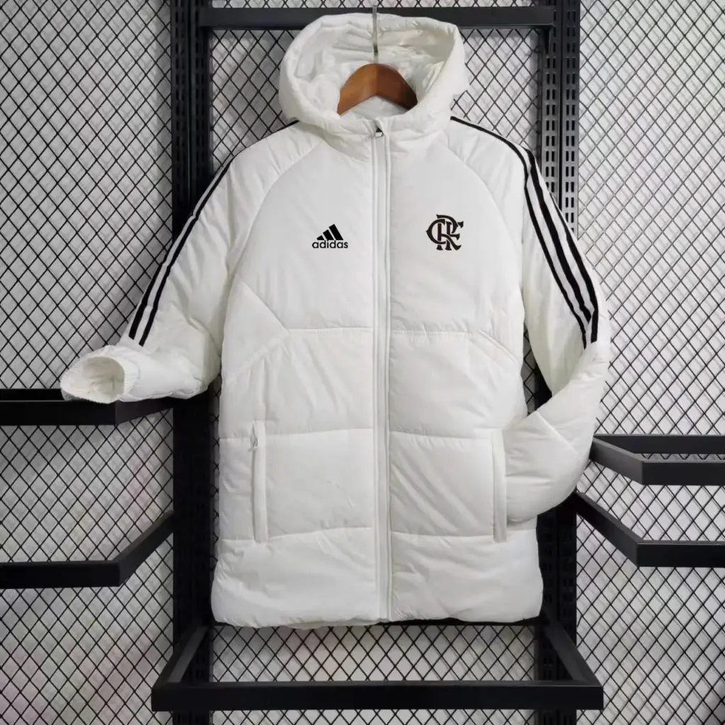 Flamenco white mid-length cotton coat