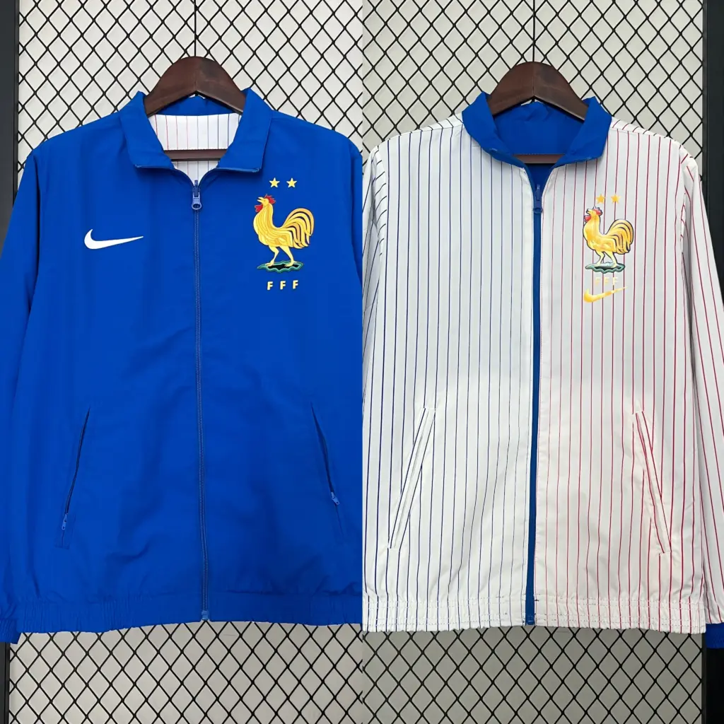 French blue vertical pattern double-sided silicone windbreaker
