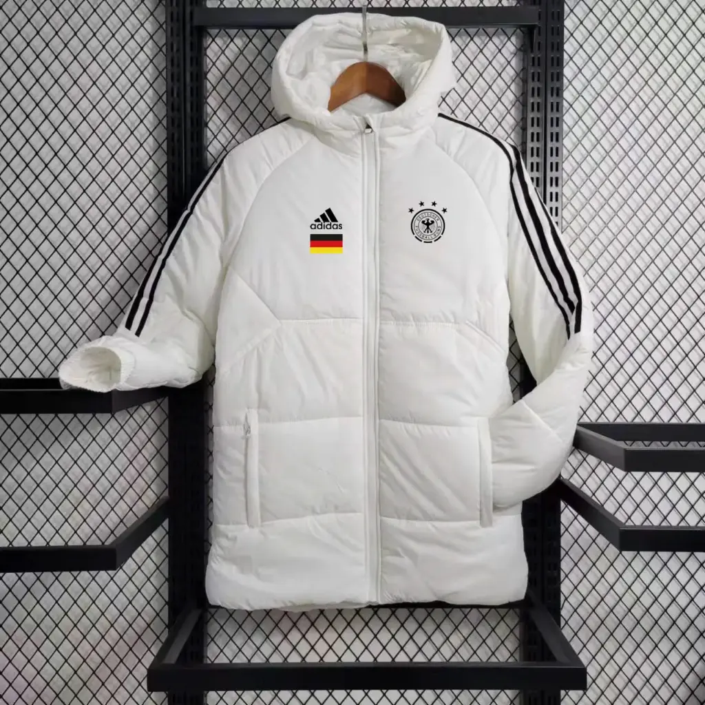 German white mid-length cotton coat