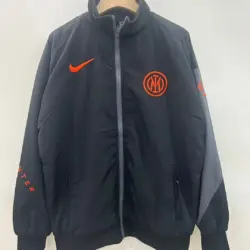 Inter black single-sided embroidered windbreaker