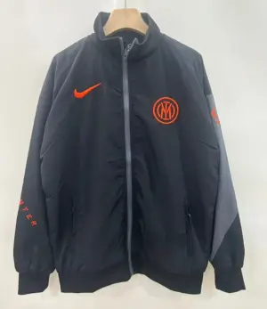 Inter black single-sided embroidered windbreaker