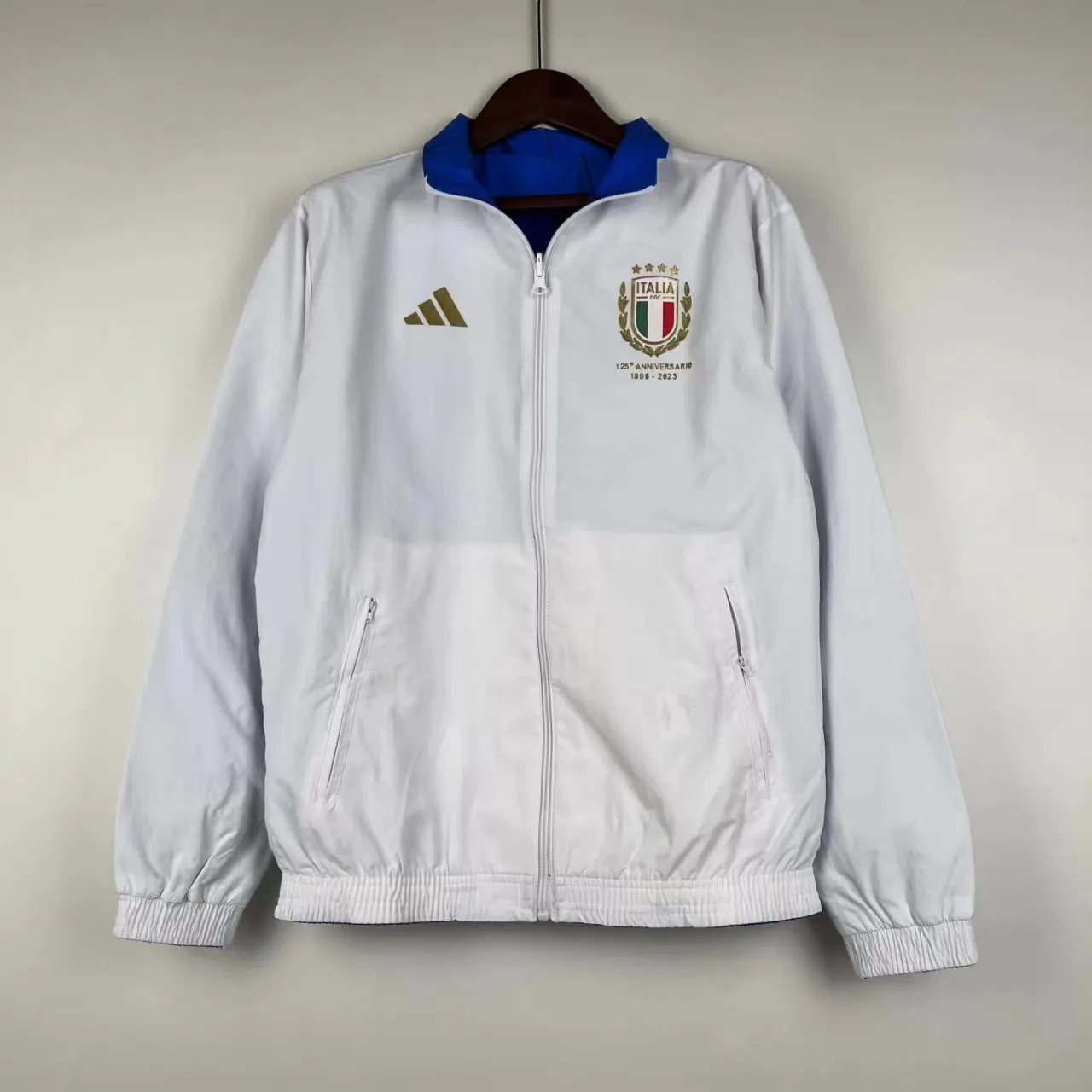 Italian blue and white double-sided silicone windbreaker Italian blue and white double-sided silicone windbreaker