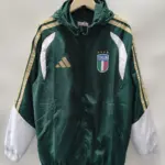 Italian dark green plaid single-sided hooded windbreaker