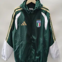 Italian dark green plaid single-sided hooded windbreaker
