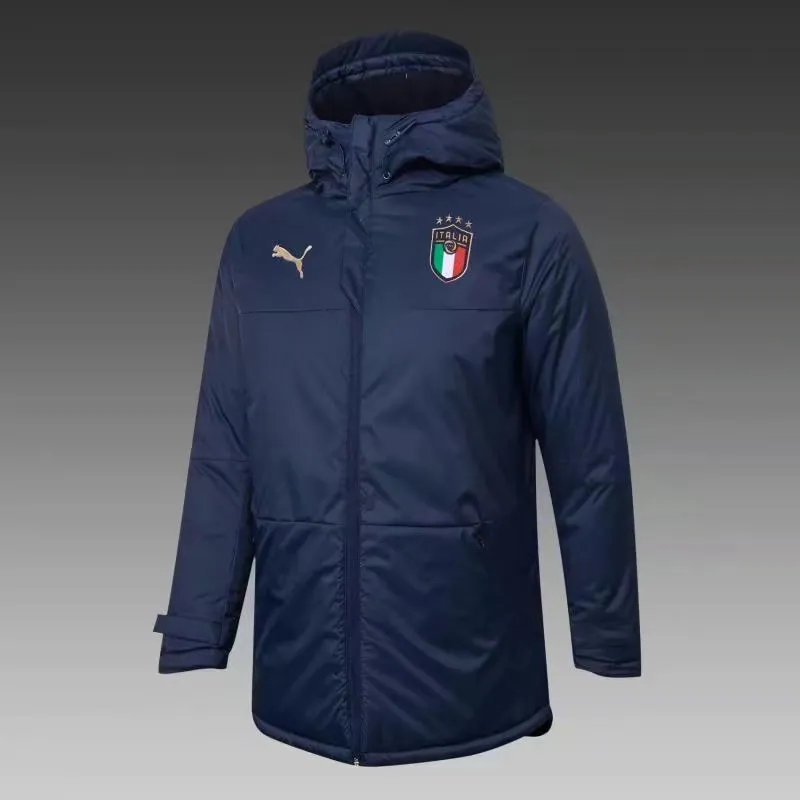 Italian royal blue mid-length cotton coat