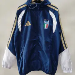 Italian sapphire blue single-sided hooded trench coat