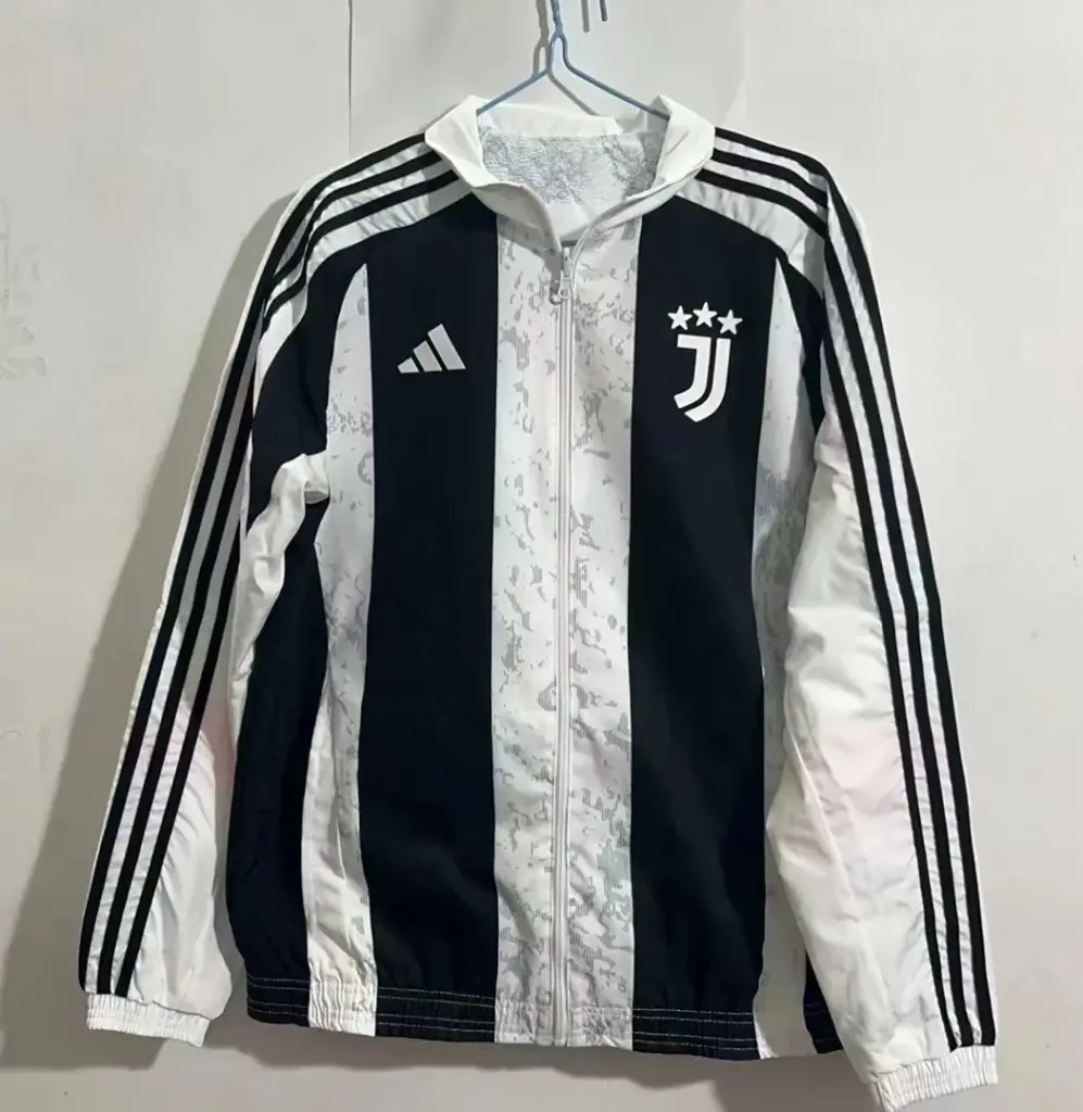 Juventus black and white double-sided silicone windbreaker