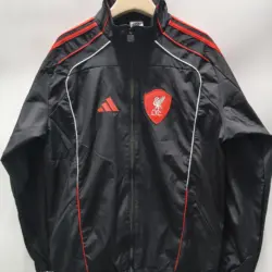 Liverpool black training white and red hemmed trench coat