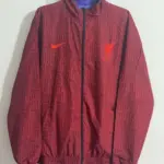 Liverpool red embroidered reversible trench coat