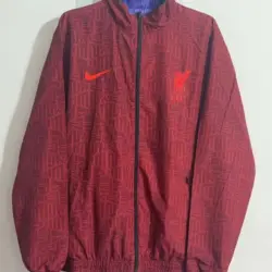 Liverpool red embroidered reversible trench coat