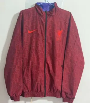 Liverpool red embroidered reversible trench coat