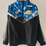 Manchester United black and green flocked patch single-sided windbreaker