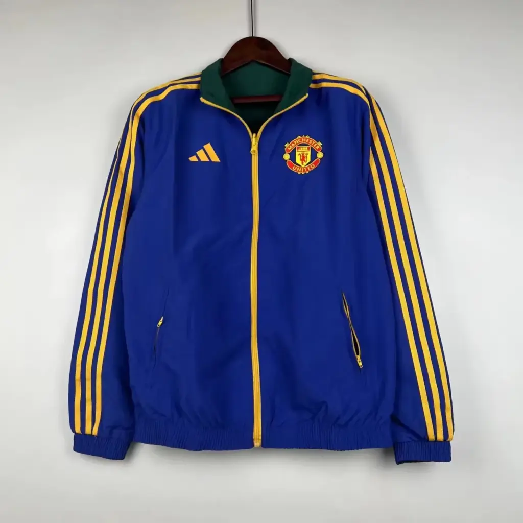 Manchester United blue and green double-sided silicone windbreaker