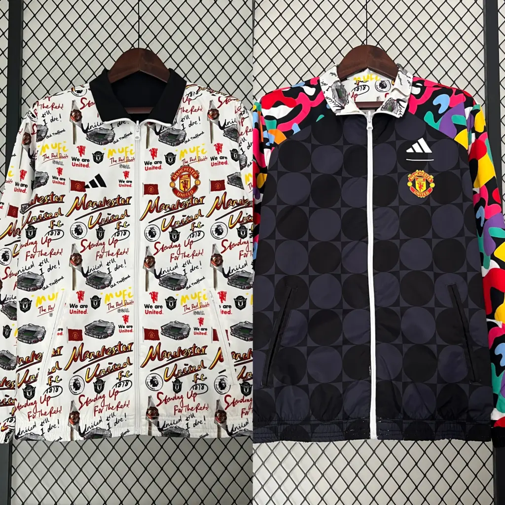 Manchester United graffiti reversible trench coat