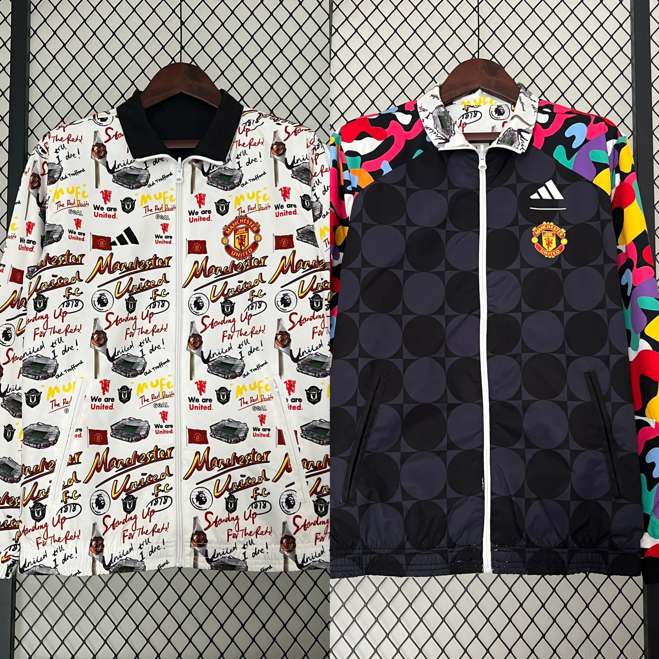 Manchester United graffiti reversible trench coat Manchester United graffiti reversible trench coat