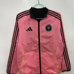 Miami black and pink plaid embroidered reversible trench coat