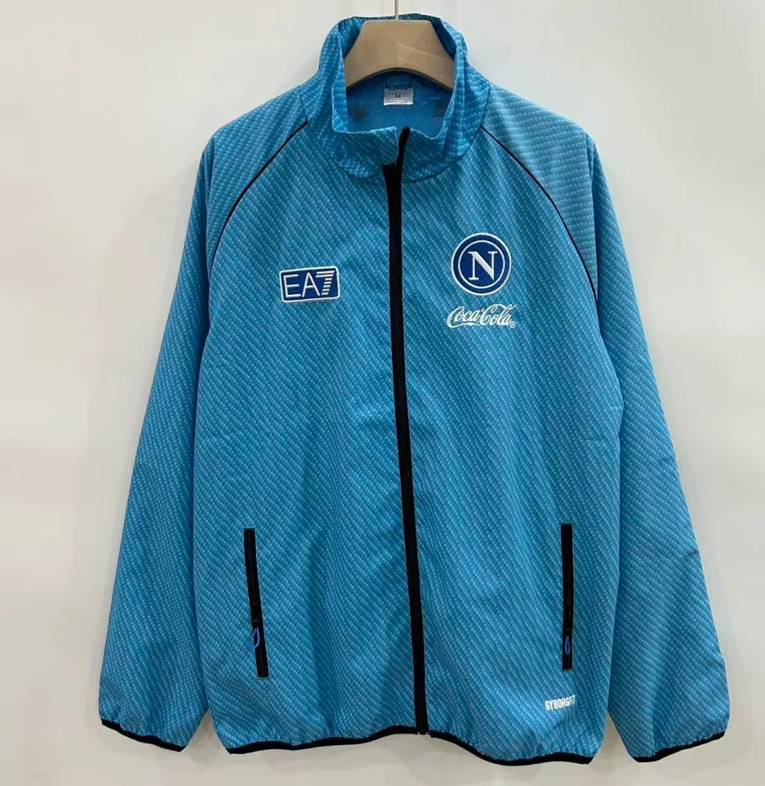 Naples pad-printed blue single-sided embroidered windbreaker Naples pad-printed blue single-sided embroidered windbreaker