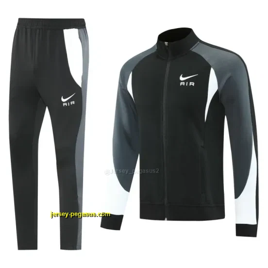 2025 Nike Air Black Tracksuit Set with Gray and White Accents Full Zipper Jacket