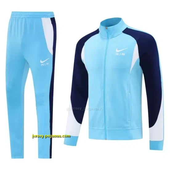 2025 Nike Air Tracksuit Set - Light Blue with Navy Accents Full Zipper Jacket +