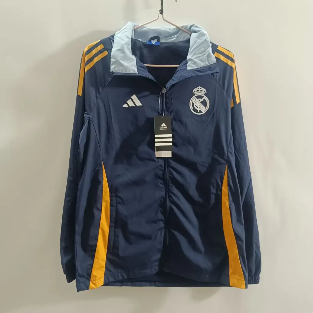 New Royal Madrid sapphire blue mid-length windbreaker