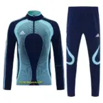 2026 Adidas Navy Blue &Light Blue Stripes Full Zipper Jacket Tracksuit + Long Pa