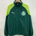Palmeiras green single-sided embroidered trench coat