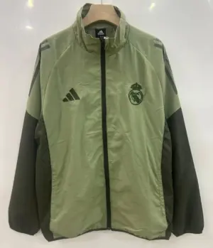 Real Madrid bean green single-sided embroidered windbreaker