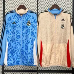 Real Madrid blue plaid double-sided windbreaker