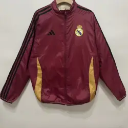 Real Madrid burgundy plaid double-sided windbreaker