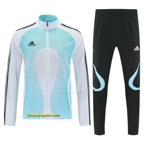 2026 Adidas White&Light Blue Stripes Full Zipper Jacket Tracksuit + Long Pants