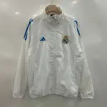 Real Madrid white three-sided blue single-sided embroidered windbreaker
