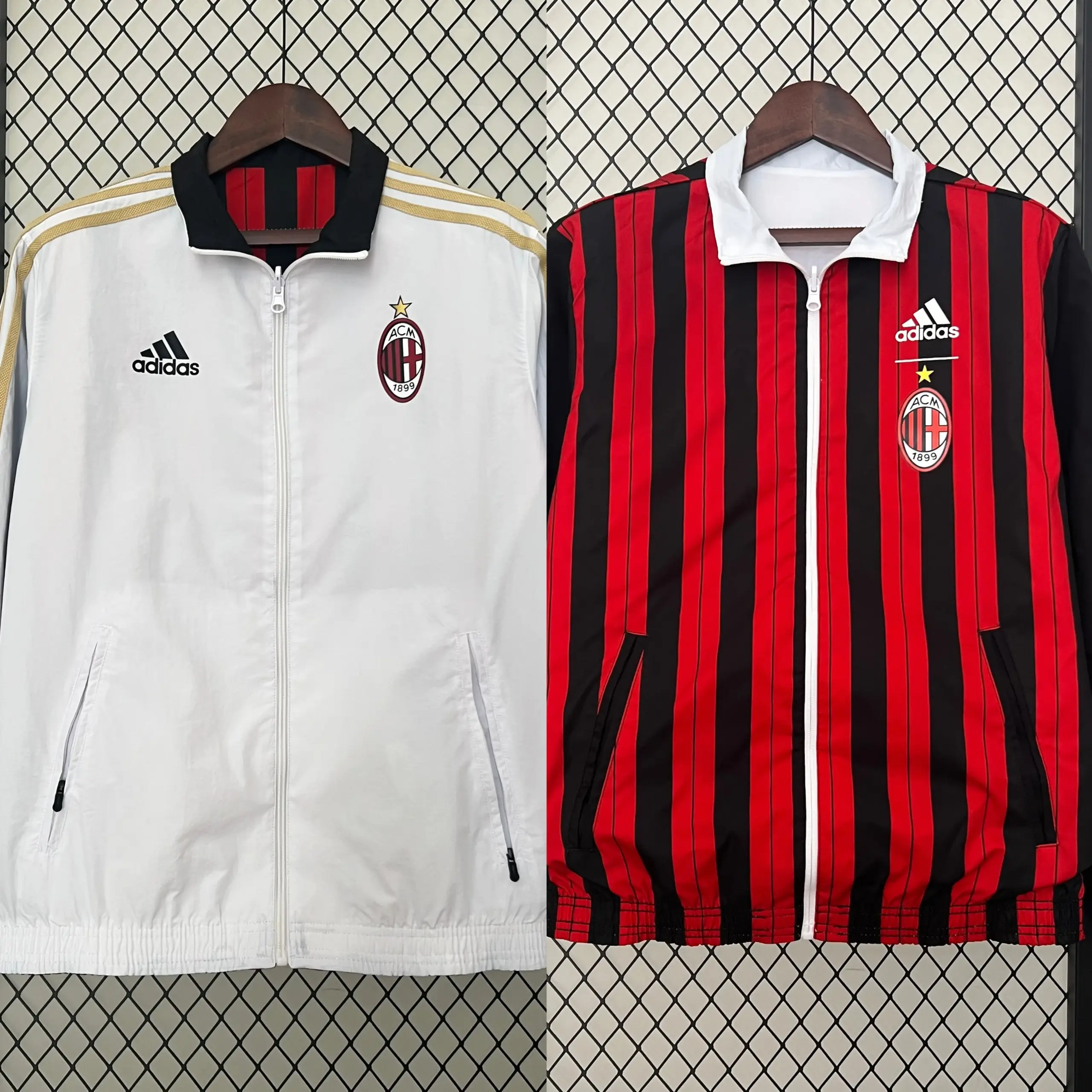Retro AC white and red double-sided silicone windbreaker Retro AC white and red double-sided silicone windbreaker