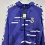 Retro Real Madrid Purple Blue Single Sided Hooded Windbreaker