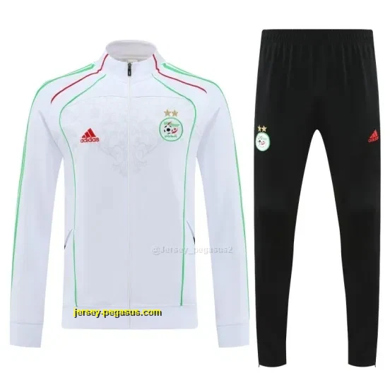 2026 Algeria White with Green and Red Stripes FULL Zipper Jacket Tracksuit +Long