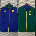Roman blue and green reversible trench coat
