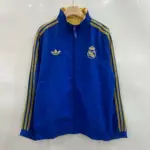 Royal Madrid Blue Chinese Knot Double Sided Embroidered Windbreaker