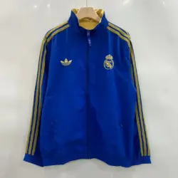 Royal Madrid Blue Chinese Knot Double Sided Embroidered Windbreaker