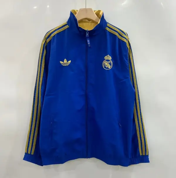 Royal Madrid Blue Chinese Knot Double Sided Embroidered Windbreaker