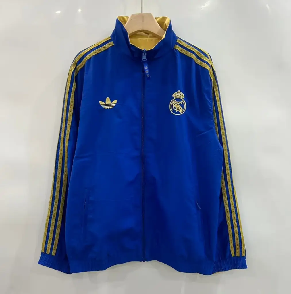 Royal Madrid Blue Chinese Knot Double Sided Embroidered Windbreaker