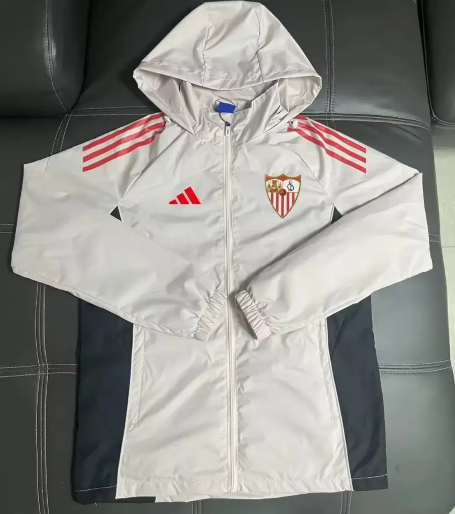 Sevilla football jersey beige trench coat