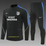 2026 Atletico Madrid Black Half Zipper Jacket Tracksuit + Long Pants