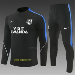 2026 Atletico Madrid Black Half Zipper Jacket Tracksuit + Long Pants